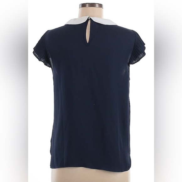 Navy Blue Peter Pan Collar Top - Picture 2 of 6